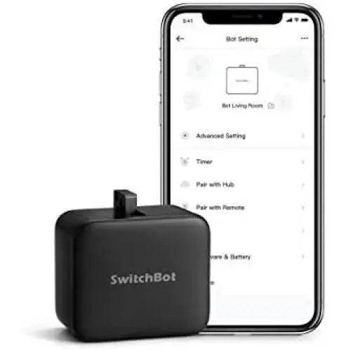 SwitchBot Smart Switch Button Pusher - No Wiring, Wireless App or Timer Control, Add SwitchBot Hub Mini to Make it Compatible with Alexa, Google Home, IFTTT (black)
