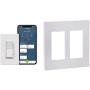 Leviton DW4SF-1BW Decora Smart Wi-Fi Fan Speed Controller, White & 80309-SW 2-Gang Decora Plus Wallplate Screwless Snap-On Mount, White