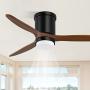 CLUGOJ Low Profile Ceiling Fan Flush Mount Ceiling Fan with Lights Remote Control 52 Outdoor Ceiling Fan 3 Reversible Walnut Wood Blades Noiseless DC Motor
