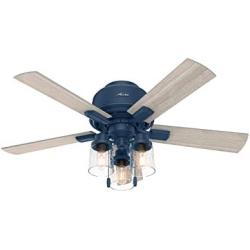 Hunter Hartland Low Profile Indoor Ceiling Fan with LED Lights and Pull Chain, 44