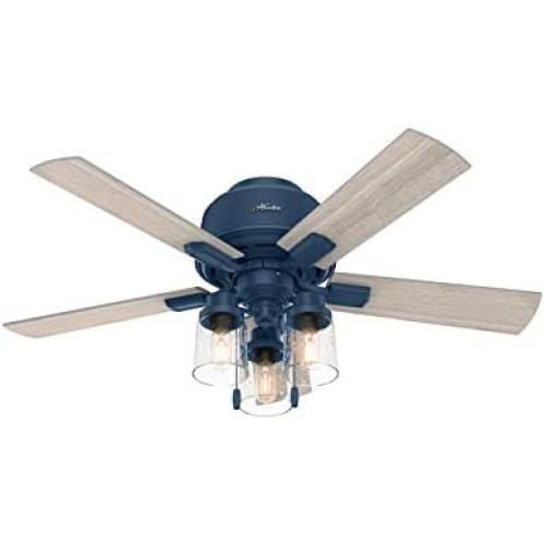Hunter Hartland Low Profile Indoor Ceiling Fan with LED Lights and Pull Chain, 44