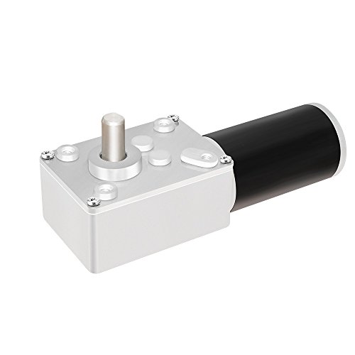 AZSSMUK DC Worm Gear Motor 24V 470RPM Self-Locking Reversed Mini Turbine Geared Carbon Brush Motor Adjustable Speed All Metal Gears