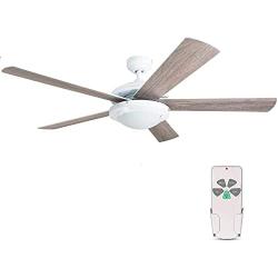 HYATECH 52 Inch Modern Style Indoor Ceiling Fan with Dimmable Light Kit and Remote Control, Reversible Blades and Motor, ETL for Living room, Bedroom, Basement, Kitchen, White