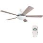 HYATECH 52 Inch Modern Style Indoor Ceiling Fan with Dimmable Light Kit and Remote Control, Reversible Blades and Motor, ETL for Living room, Bedroom, Basement, Kitchen, White