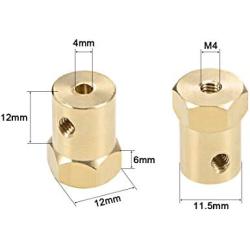 uxcell Hex Coupler 4mm Bore Motor Hex Brass Shaft Coupling Flexible Connector for Car Wheels Tires Shaft Motor 8pcs