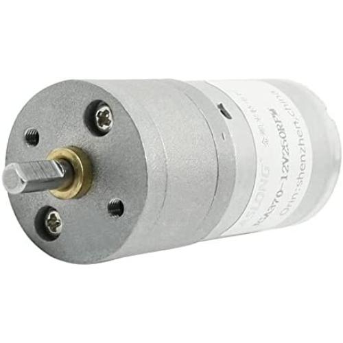 sourcing map Gear-Box Motor DC12V 250RPM 4mm Drive Shaft Speed Reducing Silver Tone