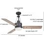Noble Home LED Ceiling Fan with Remote, 54 Inch | Contemporary Design with Removable Light Kit and 3 Reversible Blades | Dimmable Indoor Fixture with Quiet Motor, Graphite