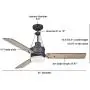 Noble Home LED Ceiling Fan with Remote, 54 Inch | Contemporary Design with Removable Light Kit and 3 Reversible Blades | Dimmable Indoor Fixture with Quiet Motor, Graphite