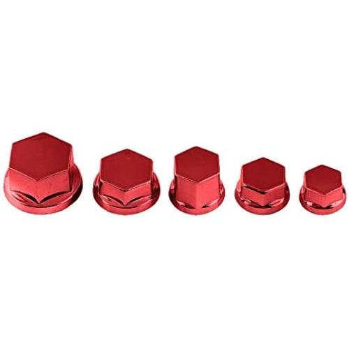 Anauto 30Pcs Motorcycle Motorbike Screw Nut Bolt Cap Cover Decoration for Yamaha for Kawasaki for Honda(Red)