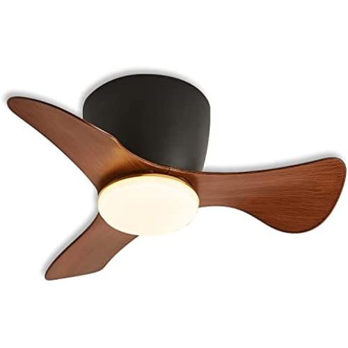 GESUM Ceiling Fan with Lights Remote Control, 22 lnch Small Ceiling Fan with Light 3 Reversible Blades, Low Profile Ceiling Fan for Kitchen Bedroom Dining Room, 3 Colors, 6 Speeds, Black…