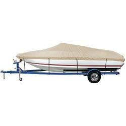 iCOVER Trailerable Boat Cover- 14-16 Waterproof Heavy Duty Marine Grade Canvas Fits V-Hull-Fish&Ski-Pro-Style-Fishing Boat-Runabout-Bass Boat- up to 14ft-16ft Long and 68