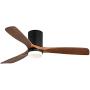 Sofucor Low Profile Ceiling Fan With Lights 3 Carved Wood Fan Blade Noiseless Reversible Motor Remote Control Flush Mount Ceiling Fan With Light