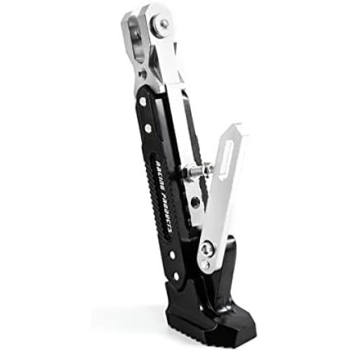 Motorcycle Kickstand, Universal Aluminum Alloy Kickstand Foot Side Stand Adjustable Tripod Holder for Scooter Modified Motor (Silver)