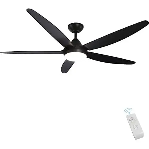 Indoor Ceiling Fan Light Fixtures - Black Remote LED 56 Ceiling Fans For Bedroom,Living Room,Dining Room Including Motor,5-Blades,Remote Switch