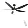 Indoor Ceiling Fan Light Fixtures - Black Remote LED 56 Ceiling Fans For Bedroom,Living Room,Dining Room Including Motor,5-Blades,Remote Switch