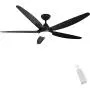 Indoor Ceiling Fan Light Fixtures - Black Remote LED 56 Ceiling Fans For Bedroom,Living Room,Dining Room Including Motor,5-Blades,Remote Switch
