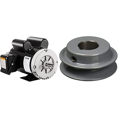 VEVOR 5 Hp Electric Motor 3.1 KW Rated Speed 3450 RPM Single Phase Motor AC 208-230V Air Compressor Motor & TB Woods AK2558 FHP Bored-to-Size V-Belt Sheave, A Belt Section