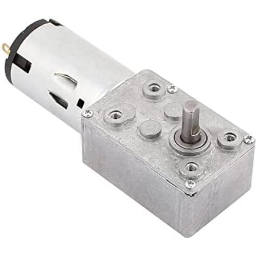 sourcing map Worm Gear Box Reduction Motor DC 12V 170RPM 6mm Shaft High Torque 70JSX69-395 Silver Tone
