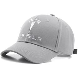 ARKOSKNIGHT Adjustable Embroidered Baseball Caps Tesia-Logo Racing Motor Hat Fashion Street Dancing Sports Travel(Gray-White)