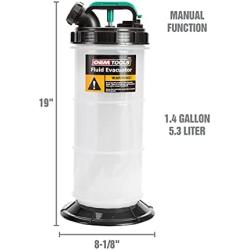 OEMTOOLS 24389 1.4 Gallons (5.3L) Manual Fluid Extractor, Fluid Extractor Pump, Oil Extractor Vacuum, Auto Oil Extractor