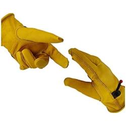leather work gloves, with adjustable wrist, for yard work, gardening, farm, warehouse, construction, motorcycle, men & women