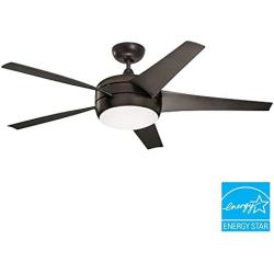 Luminance Midway Eco LED Ceiling Fan with Light and Remote | Dimmable 54 Inch Fixture with DC Motor | Contemporary 5 Blade Design with Downrod Mount for Hanging, Oil Rubbed Bronze