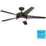 Luminance Midway Eco LED Ceiling Fan with Light and Remote | Dimmable 54 Inch Fixture with DC Motor | Contemporary 5 Blade Design with Downrod Mount for Hanging, Oil Rubbed Bronze