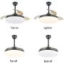 42 Inch Retractable Ceiling Fan,Ceiling Fan Retractable Blades,Reversible DC Motor 6 Speed,3 Light Color,Timing Option,3 Hidden Blades,Natural Wind Mode,Retractable Fan Ceiling Light Black