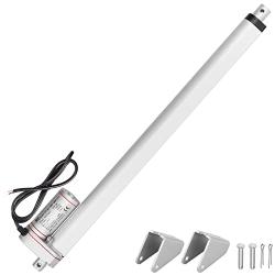 Justech 12V Linear Actuator 400mm 16 Inch Linear Motor 1000N Stroke Linear Actuator with Mounting Brackets for Car RV Electric Door Opener Industrial Machinery Clean Vessel Cargo Medical Window-Silver