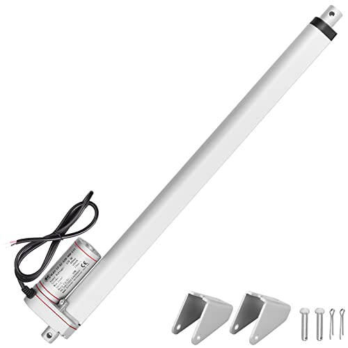 Justech 12V Linear Actuator 400mm 16 Inch Linear Motor 1000N Stroke Linear Actuator with Mounting Brackets for Car RV Electric Door Opener Industrial Machinery Clean Vessel Cargo Medical Window-Silver