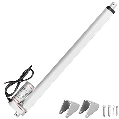 Justech 12V Linear Actuator 400mm 16 Inch Linear Motor 1000N Stroke Linear Actuator with Mounting Brackets for Car RV Electric Door Opener Industrial Machinery Clean Vessel Cargo Medical Window-Silver