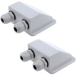 Quluxe 2 Pcs Solar Weatherproof ABS Solar Double Cable Entry Gland for Solar Panels, Motorhomes, Caravans, Boats and RVs- White