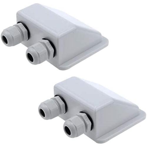 Quluxe 2 Pcs Solar Weatherproof ABS Solar Double Cable Entry Gland for Solar Panels, Motorhomes, Caravans, Boats and RVs- White