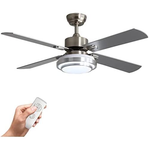 warmiplanet Ceiling Fan with Lights Remote Control, 52 Inch, Brushed Nickel Motor (4-Blades)…