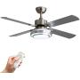 warmiplanet Ceiling Fan with Lights Remote Control, 52 Inch, Brushed Nickel Motor (4-Blades)…