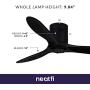 (New Model) Neatfi 52 Inches Reversible Low Height Ceiling Fan, 6 Speed Setting Remote Control, DC Motor, 3 Solid Wood Blades, Flush Mount (Black)