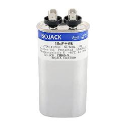 BOJACK 15 uF ±6% 15 MFD 370V/440V CBB65 Oval Run Start Capacitor for AC Motor Run or Fan Start and Cool or Heat Pump Air Conditione