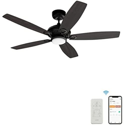 Smart Ceiling Fan With Lights, Voice Control Indoor & Outdoor Ceiling Fan With 10 Speeds And Dimmable Lights, 52 Inch DC Ceiling Fan Compatible With Alexa, Siri & Google, Farmhouse Ceiling Fan Style