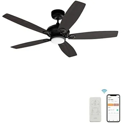 Smart Ceiling Fan With Lights, Voice Control Indoor & Outdoor Ceiling Fan With 10 Speeds And Dimmable Lights, 52 Inch DC Ceiling Fan Compatible With Alexa, Siri & Google, Farmhouse Ceiling Fan Style