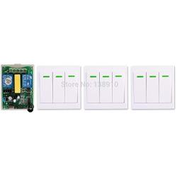 Calvas AC220V 2CH 10A Radio Controller Motor Positive &negative RF Wireless Remote Control Switch Receiver + 3wall Panel Sticky Remote