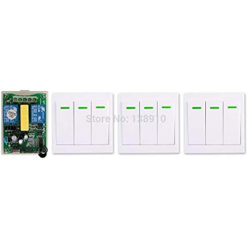 Calvas AC220V 2CH 10A Radio Controller Motor Positive &negative RF Wireless Remote Control Switch Receiver + 3wall Panel Sticky Remote