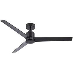 Noble Home Modern Ceiling Fan with Remote | Outdoor Wet Rated Fixture with Premium DC Motor and 6 Speed Controller | Downrod Mount for Overhead Hanging, Black, 54 Inch
