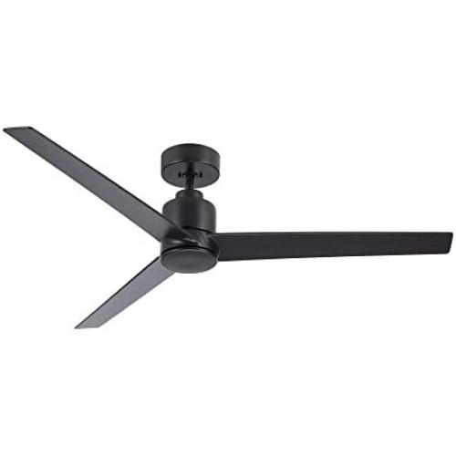 Noble Home Modern Ceiling Fan with Remote | Outdoor Wet Rated Fixture with Premium DC Motor and 6 Speed Controller | Downrod Mount for Overhead Hanging, Black, 54 Inch