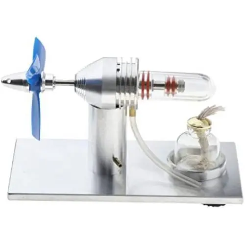 Teerwere Stirling Engine Motor Metal Single Cylinder Stirling Engine Model Alcohol Heating Steam Power Physics Science Experiment Engine Model Toys (Color : Silver, Size : One Size)