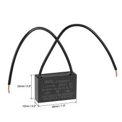 uxcell Ceiling Fan Capacitor CBB61 1uF 250V AC 2 Wires Metallized Polypropylene Film Capacitor 36x23x12mm for Electric Fan Pump Motor Generator 5Pcs