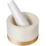 Divit Shilp Mortar and Pestle, Made of Heavy Duty Polished Hard Stone, Natural Stone Grinder for Spices, Pastes, Herbs, Seasoning etc. (Marble with Brass Base)