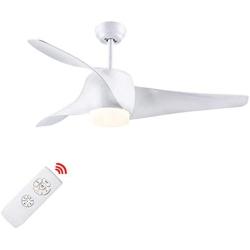 SNJ Ceiling Fan with Lights and Remote Control for Living Room, Bedroom and Dining Room, White Polished Finish,52-inch Indoor Use