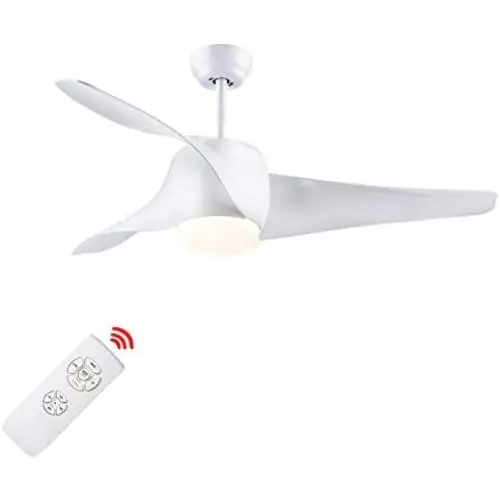 SNJ Ceiling Fan with Lights and Remote Control for Living Room, Bedroom and Dining Room, White Polished Finish,52-inch Indoor Use