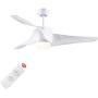 SNJ Ceiling Fan with Lights and Remote Control for Living Room, Bedroom and Dining Room, White Polished Finish,52-inch Indoor Use