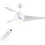 SNJ Ceiling Fan with Lights and Remote Control for Living Room, Bedroom and Dining Room, White Polished Finish,52-inch Indoor Use